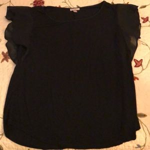 Black flutter-sleeve shirt